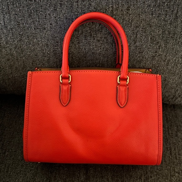 Coach Brooke Carryall 28 Satchel Bag in Brass/Sport Red Pebble Leather NWT CE732 - Picture 9 of 16